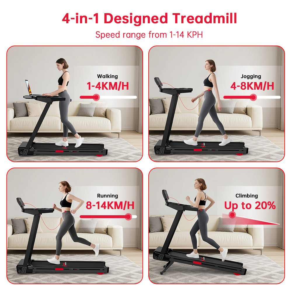 Folding Treadmill Q8 Pro, 0.6-8.7MPH, 20% Auto Incline, Touch Control