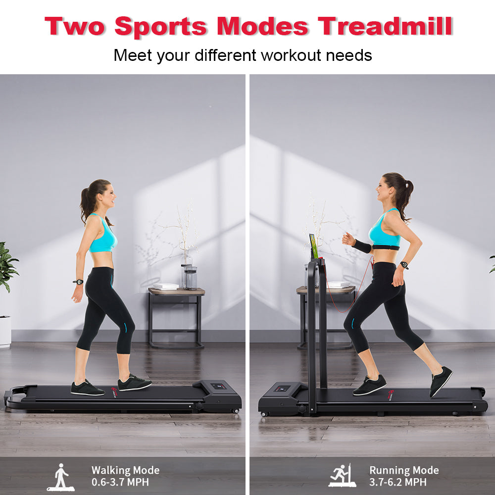 2 in 1 Folding Treadmill, Under Desk Treadmill, Walking Jogging