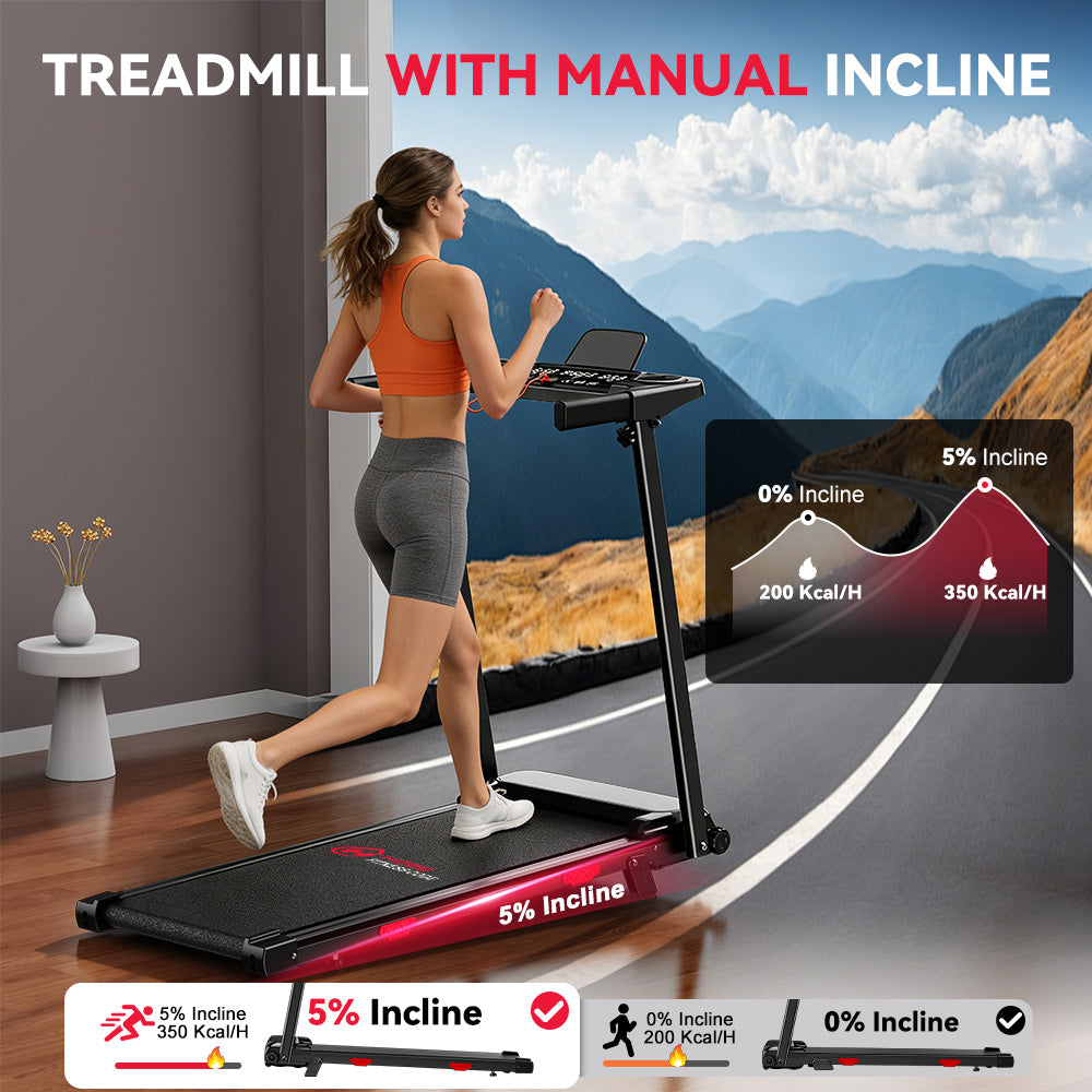 Folding Treadmill Q5 with Incline, Brushless Motor, Speed 0.6-7.5MPH