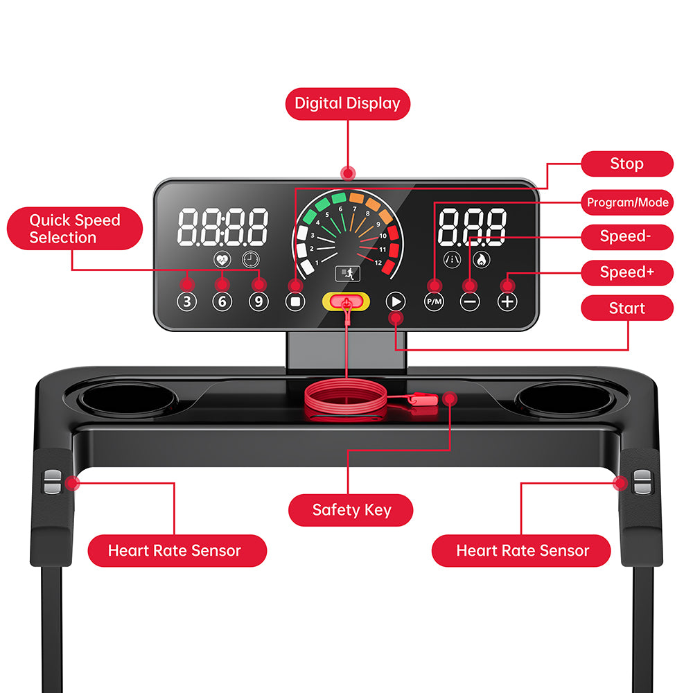 Folding Treadmill Q8, Speed 0.6-7.5MPH, 5% Manual Incline