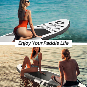Dskeuzeew Inflatable Stand up Board  10'6"×32"×6" SUP Paddle Board with Fins Adjustable Paddle, Camera Seat,  Non-Slip Deck, Leash Backpack, Pump with Gauge
