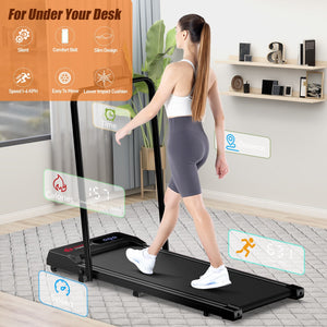 Under Desk Treadmill 0.6-3.8MPH Walking Pad Machine for Home Office with Folding Option